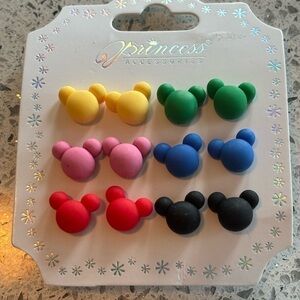 6 Pairs Of Disney Pierced Earrings In Varying Colors